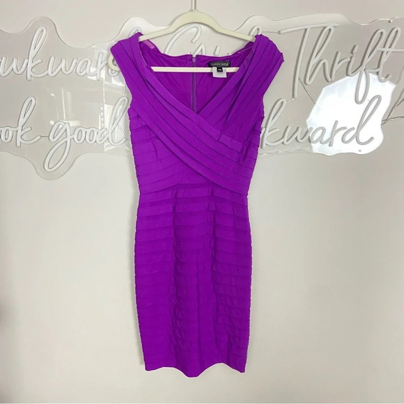 Tadashi Shoji pleated layered cap sleeve sheath dress 13998 - Picture 1 of 8